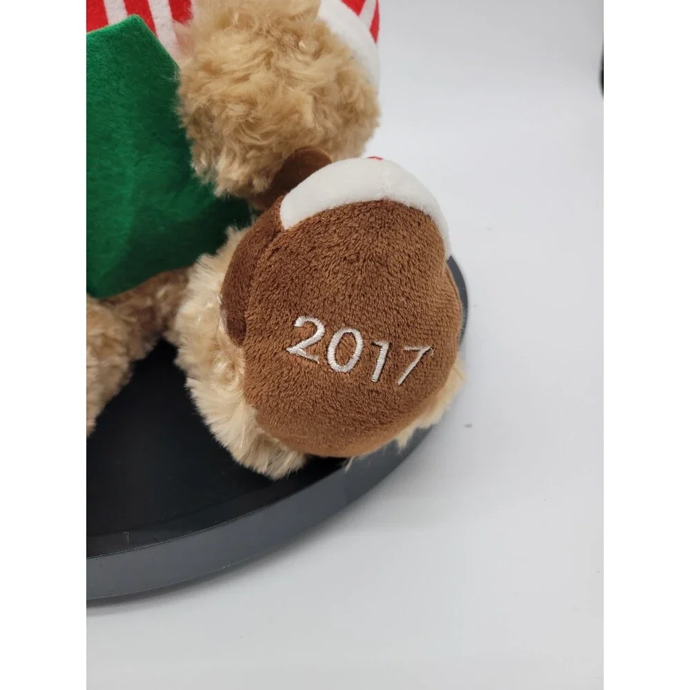 Belkie Bear 2017 Christmas Teddy Holiday Santa Hat with Felt Book Puppy 17” Tan